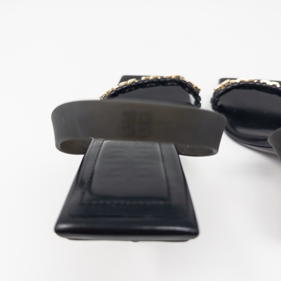 Givenchy Double G Logo Chain Link Black Gold Link Sandals Heels Pumps Size 36 EU - Picture 5 of 7